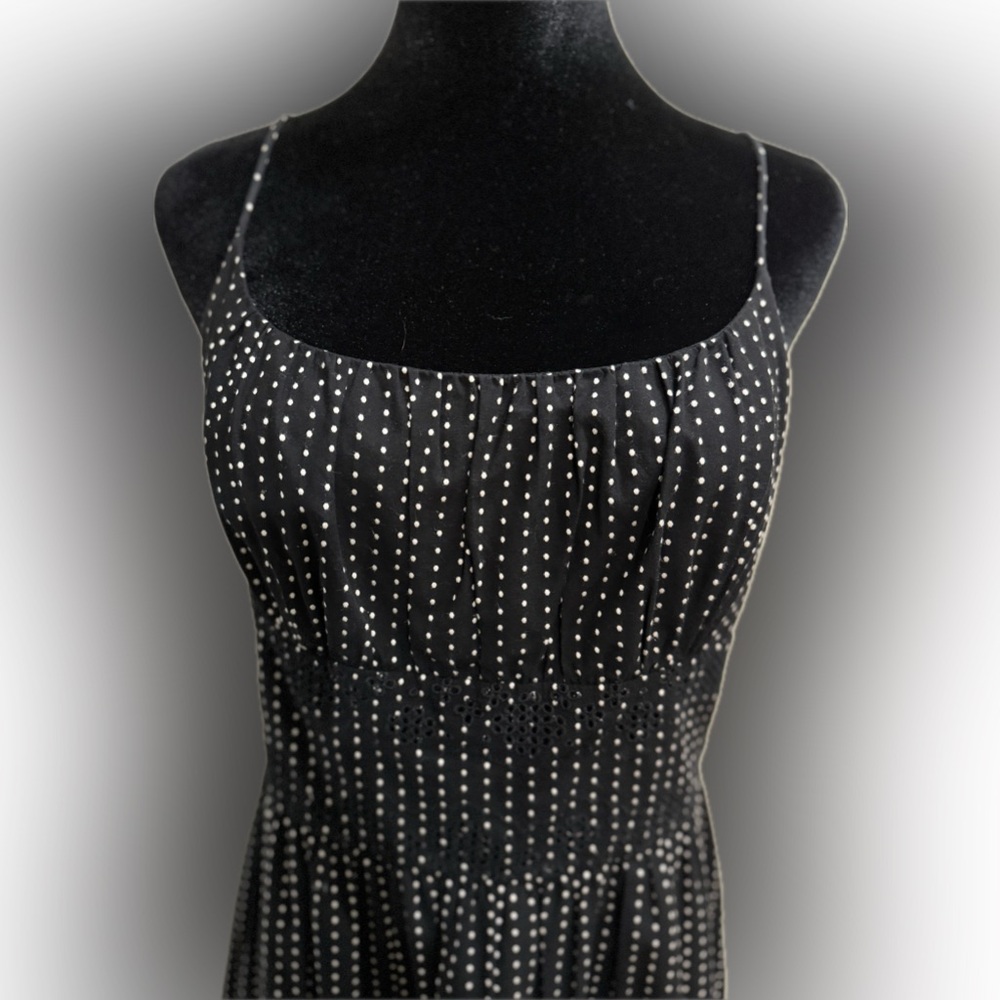 Ann Taylor // Black and White // Polka Dot Dress // Spaghetti Strap // 6 Petite